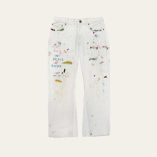White Vintage Flared Painter Jeans