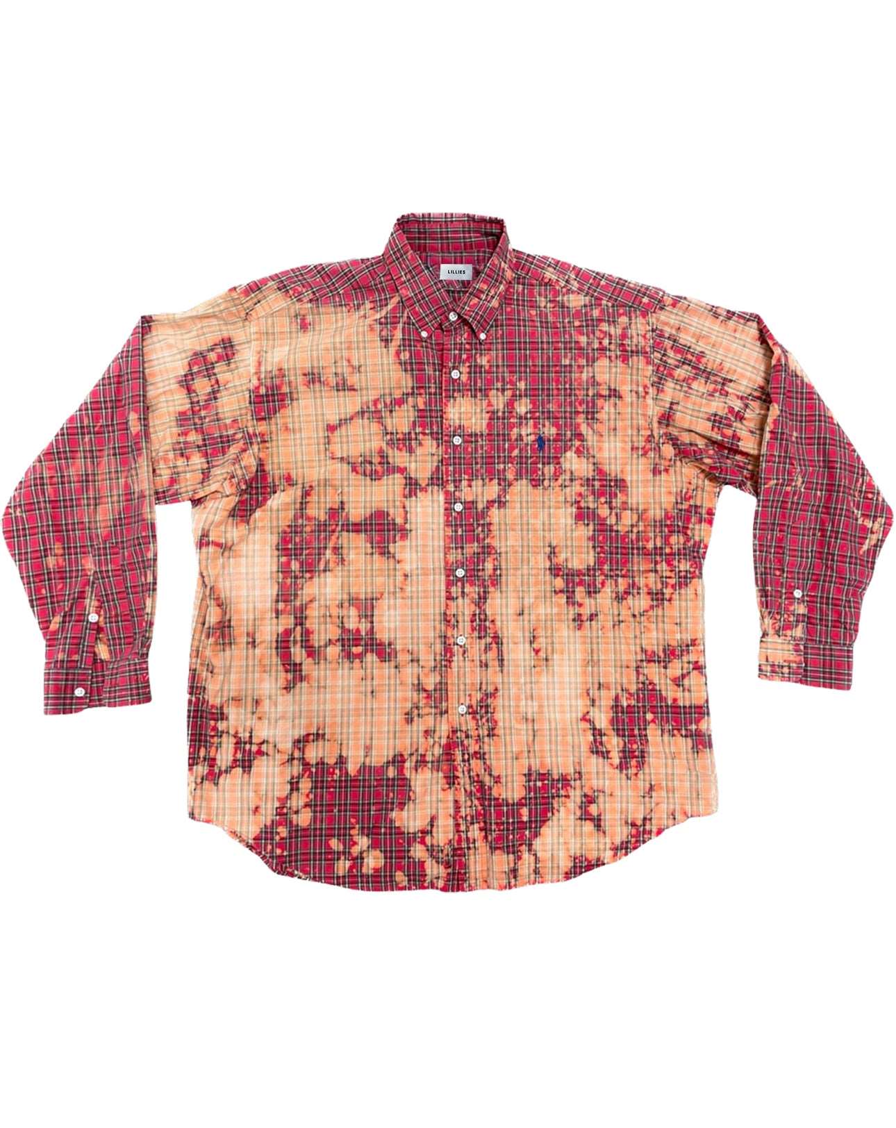 The Red November Shirt flannel vintage overise unisex dyed by hand handcrafted red orange old look 